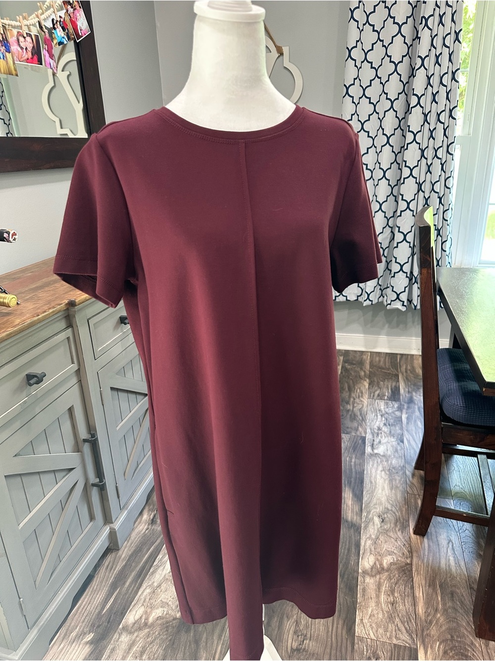 LOFT Shift Dress in Deep Burgundy